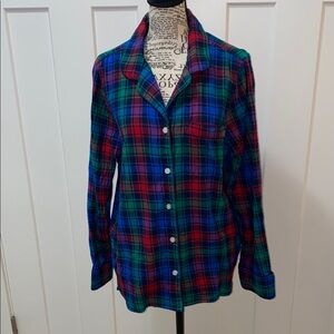 Lands' End Red and Blue Plaid Flannel Shirt